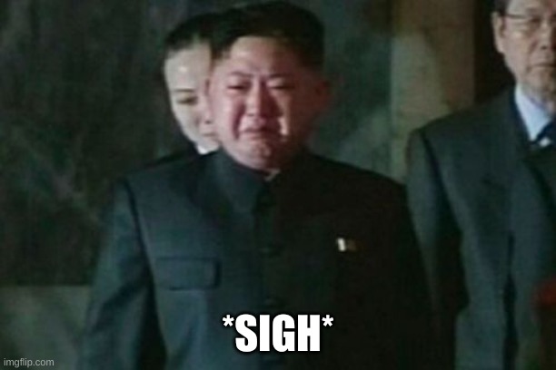 Kim Jong Un Sad | *SIGH* | image tagged in memes,kim jong un sad | made w/ Imgflip meme maker