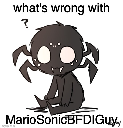 spidr | what's wrong with; MarioSonicBFDIGuy | image tagged in spidr | made w/ Imgflip meme maker