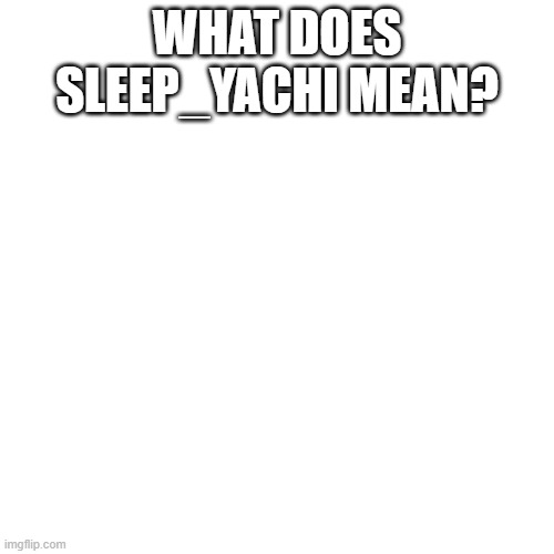 Blank Transparent Square | WHAT DOES SLEEP_YACHI MEAN? | image tagged in memes,blank transparent square | made w/ Imgflip meme maker