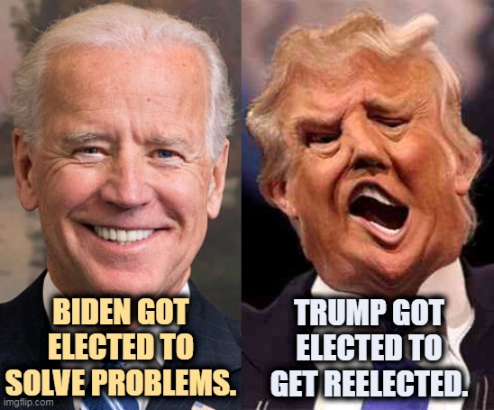 Again and again. Biden's winning here too. | BIDEN GOT ELECTED TO SOLVE PROBLEMS. TRUMP GOT ELECTED TO GET REELECTED. | image tagged in biden solid stable trump acid drugs,biden,winner,trump,loser | made w/ Imgflip meme maker