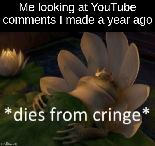 They were actually bad | Me looking at YouTube comments I made a year ago | image tagged in dies from cringe,memes | made w/ Imgflip meme maker