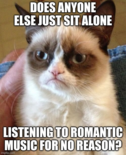 Or is it just me? | DOES ANYONE ELSE JUST SIT ALONE; LISTENING TO ROMANTIC MUSIC FOR NO REASON? | image tagged in i am weird,very,weird | made w/ Imgflip meme maker