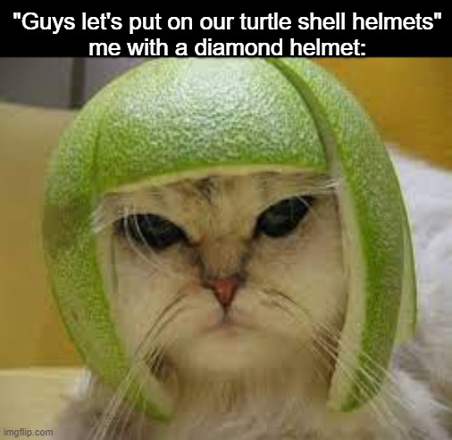 A dark mode minecraft meme! | "Guys let's put on our turtle shell helmets"
me with a diamond helmet: | image tagged in minecraft,dark mode,helmet | made w/ Imgflip meme maker