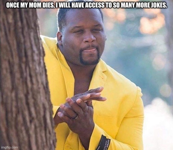 Heh hehe... | ONCE MY MOM DIES, I WILL HAVE ACCESS TO SO MANY MORE JOKES. | image tagged in waiting,still waiting | made w/ Imgflip meme maker