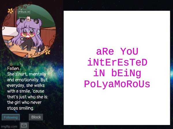 no context go brrrrrrrr *wheeze* | aRe YoU iNtErEsTeD iN bEiNg PoLyaMoRoUs | image tagged in smol bean temp | made w/ Imgflip meme maker