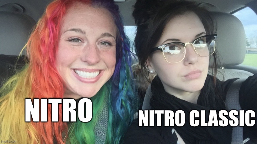 rainbow hair and goth | NITRO CLASSIC; NITRO | image tagged in rainbow hair and goth,discord | made w/ Imgflip meme maker