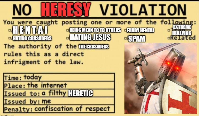 HERESY VIOLATION Blank Meme Template