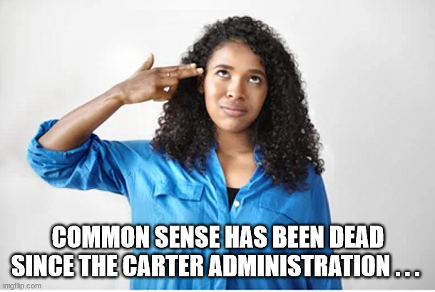 COMMON SENSE HAS BEEN DEAD SINCE THE CARTER ADMINISTRATION . . . | made w/ Imgflip meme maker