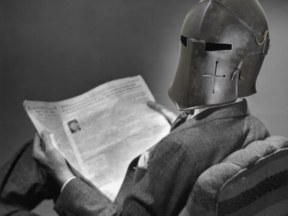 High Quality 50's Crusader reading newspaper Blank Meme Template