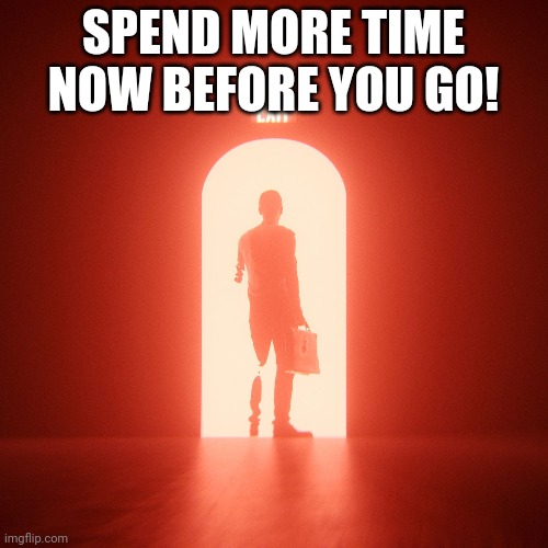 SPEND MORE TIME NOW BEFORE YOU GO! | made w/ Imgflip meme maker