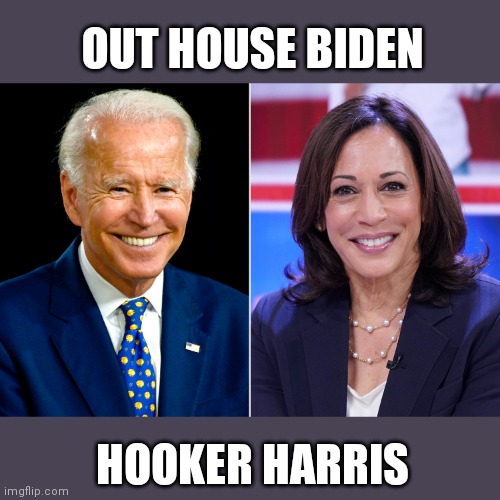 Out house biden | OUT HOUSE BIDEN; HOOKER HARRIS | image tagged in memes | made w/ Imgflip meme maker