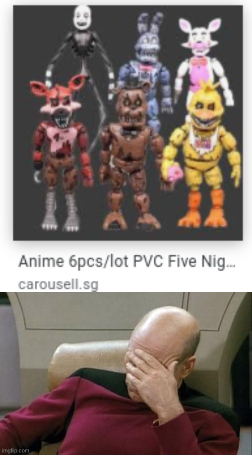 in what world is this anime? | image tagged in memes,captain picard facepalm,fnaf,fnaf 4,fnaf freddy,five nights at freddys | made w/ Imgflip meme maker