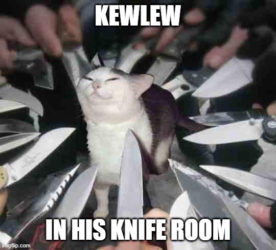 Knife Cat | KEWLEW IN HIS KNIFE ROOM | image tagged in knife cat | made w/ Imgflip meme maker