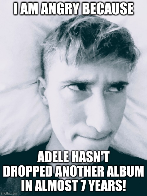 Stephen M. Green Is Angry Again Due To X | I AM ANGRY BECAUSE; ADELE HASN'T DROPPED ANOTHER ALBUM IN ALMOST 7 YEARS! | image tagged in stephenmgreen,youtuber,youtubers,actors,artists,2020 | made w/ Imgflip meme maker