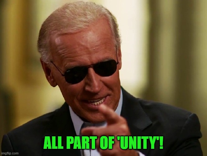 Cool Joe Biden | ALL PART OF 'UNITY'! | image tagged in cool joe biden | made w/ Imgflip meme maker