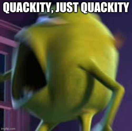 duck | QUACKITY, JUST QUACKITY | image tagged in mike wazoski | made w/ Imgflip meme maker