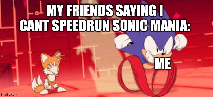 Gotta go speedrun | MY FRIENDS SAYING I CANT SPEEDRUN SONIC MANIA:; ME | image tagged in sonic mania adventures scene 1 | made w/ Imgflip meme maker