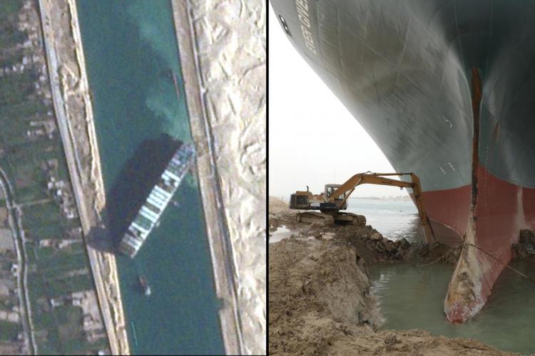 High Quality suez canal ships stuck collage Blank Meme Template