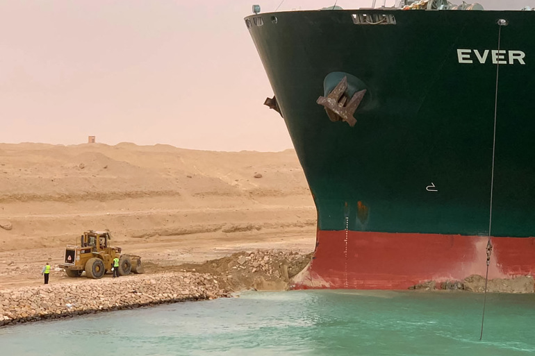 Suez Canal Boat and Digger Blank Meme Template