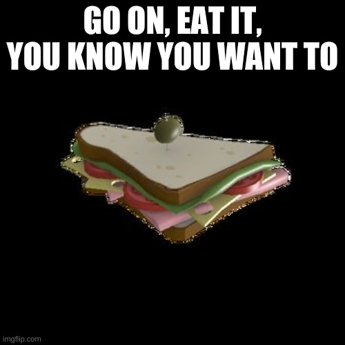 SANDVICH | GO ON, EAT IT, YOU KNOW YOU WANT TO | image tagged in sandvich | made w/ Imgflip meme maker