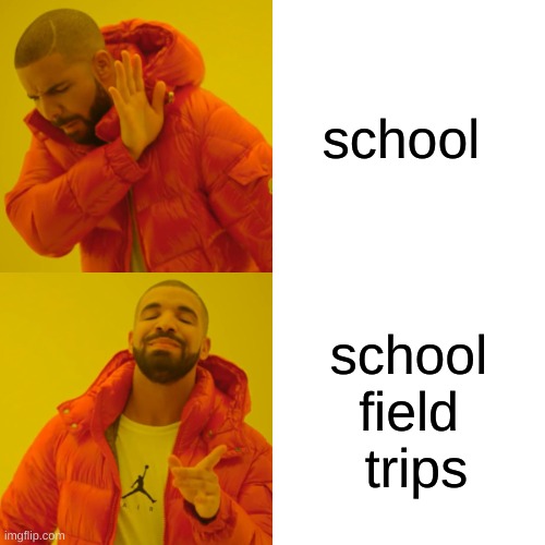 Drake Hotline Bling | school; school field  trips | image tagged in memes,drake hotline bling | made w/ Imgflip meme maker