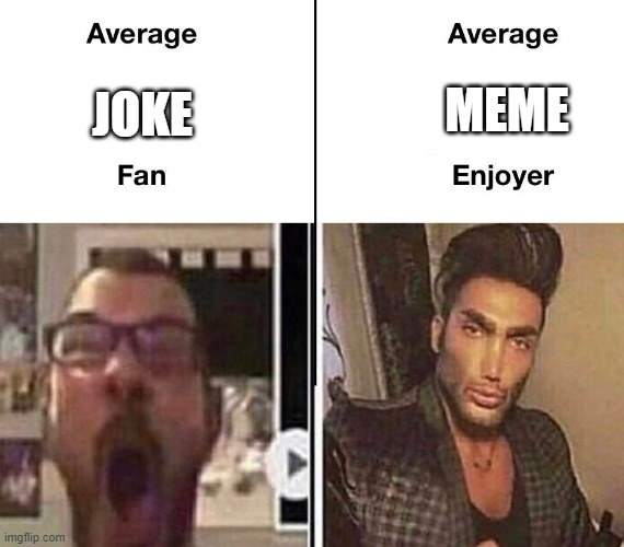 average | MEME; JOKE | image tagged in average blank fan vs average blank enjoyer,memes,jokes | made w/ Imgflip meme maker