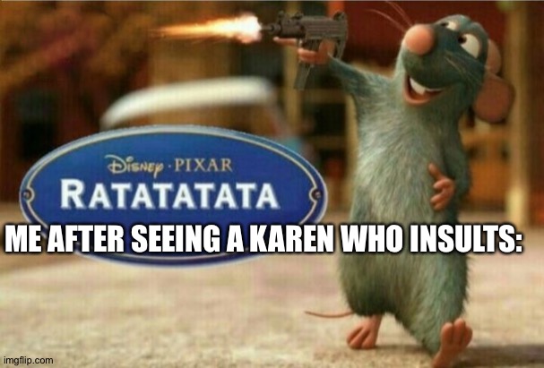 Ratatatatat | ME AFTER SEEING A KAREN WHO INSULTS: | image tagged in ratatata | made w/ Imgflip meme maker