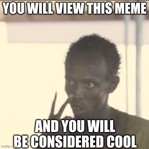 You will be cool | YOU WILL VIEW THIS MEME; AND YOU WILL BE CONSIDERED COOL | image tagged in memes,look at me,cool,nobody is born cool | made w/ Imgflip meme maker