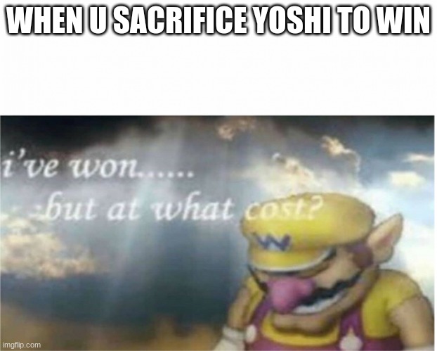 I won but at what cost | WHEN U SACRIFICE YOSHI TO WIN | image tagged in i won but at what cost | made w/ Imgflip meme maker