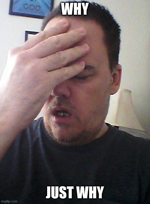 face palm | WHY JUST WHY | image tagged in face palm | made w/ Imgflip meme maker