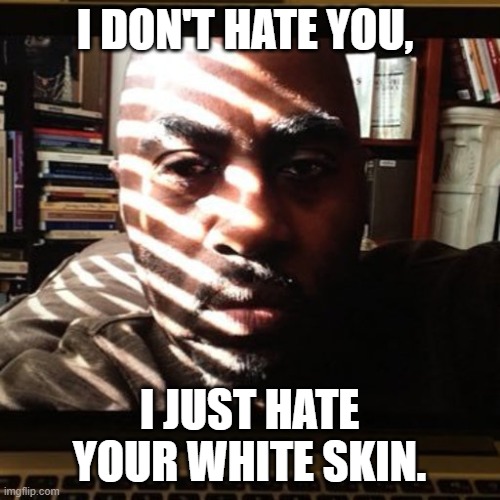 I DON'T HATE YOU, I JUST HATE YOUR WHITE SKIN. | made w/ Imgflip meme maker