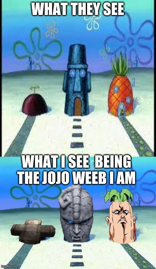 WHAT THEY SEE; WHAT I SEE  BEING THE JOJO WEEB I AM | image tagged in memes,look at me | made w/ Imgflip meme maker