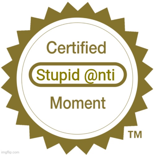 Certified Moment | Stupid @nti | image tagged in certified moment | made w/ Imgflip meme maker