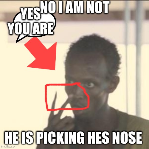 picking his nose be like | NO I AM NOT; YES YOU ARE; HE IS PICKING HES NOSE | image tagged in memes,look at me | made w/ Imgflip meme maker