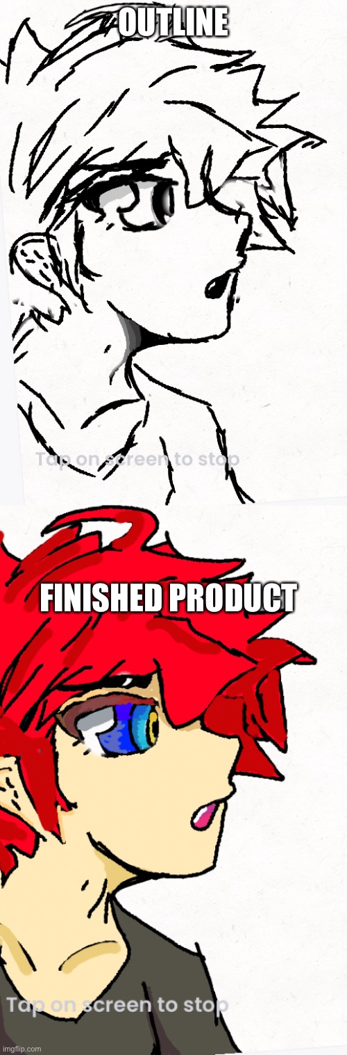 I’m trying to get better at drawing | OUTLINE; FINISHED PRODUCT | image tagged in anime,drawing | made w/ Imgflip meme maker