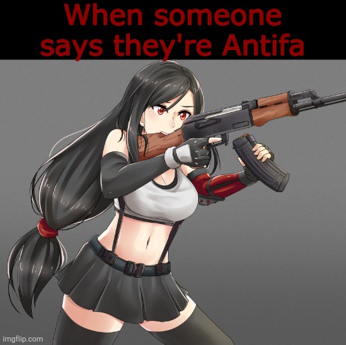 Never diss Tifa | When someone says they're Antifa | image tagged in i don't care what antifa actually is | made w/ Imgflip meme maker