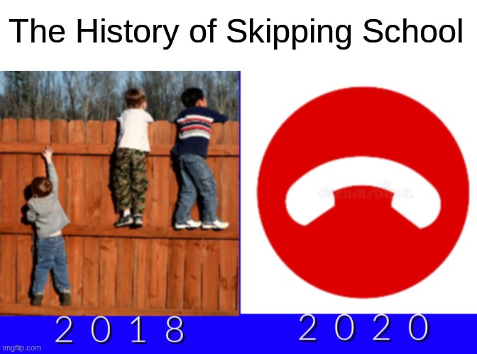 The history of skipping school | The History of Skipping School | image tagged in skipp,online school,school | made w/ Imgflip meme maker