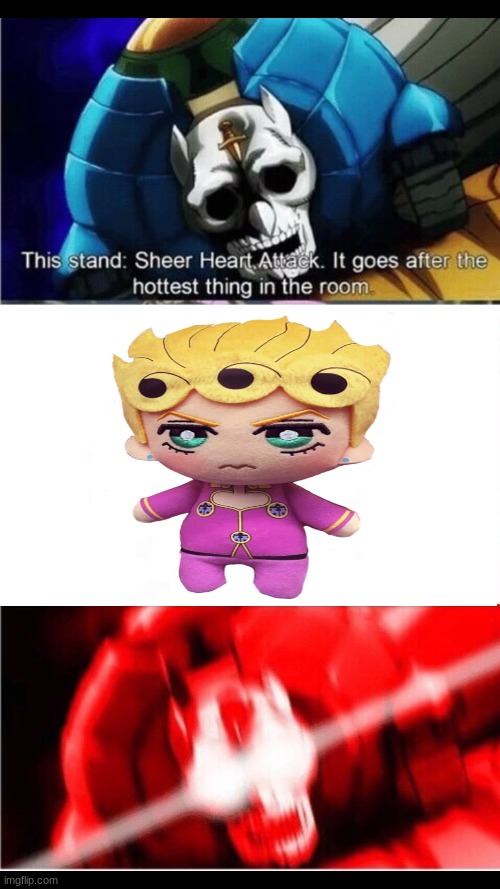 sheer heart attack | image tagged in sheer heart attack,jojo's bizarre adventure,jojo,jojo meme | made w/ Imgflip meme maker