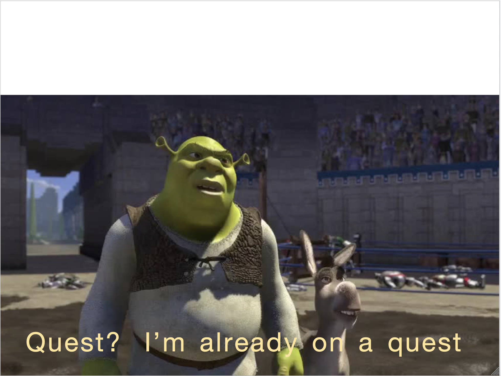 Quest? I'm already on a quest Blank Meme Template