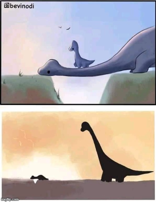 stick your neck out for someone! | image tagged in repost,dinosaurs,dinosaur,wholesome,parents,parenting | made w/ Imgflip meme maker