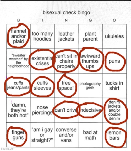 i want lemon bars now | image tagged in bi bingo | made w/ Imgflip meme maker