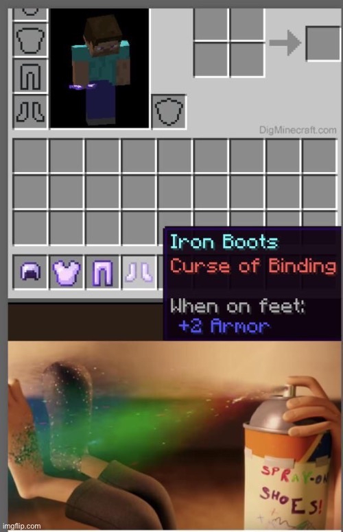 SPRAY ON SHOES | image tagged in funny,memes,minecraft,lol | made w/ Imgflip meme maker