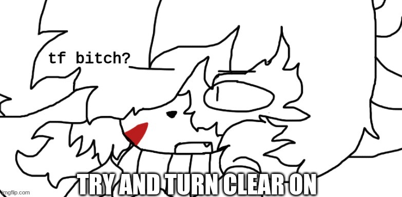 Tf bitch? | TRY AND TURN CLEAR ON | image tagged in tf bitch | made w/ Imgflip meme maker