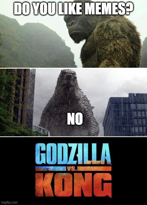Godzilla Vs. Kong | DO YOU LIKE MEMES? NO | image tagged in godzilla vs kong | made w/ Imgflip meme maker