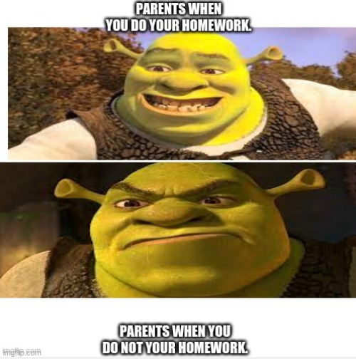 parents | image tagged in happy shreck,angry shrek | made w/ Imgflip meme maker