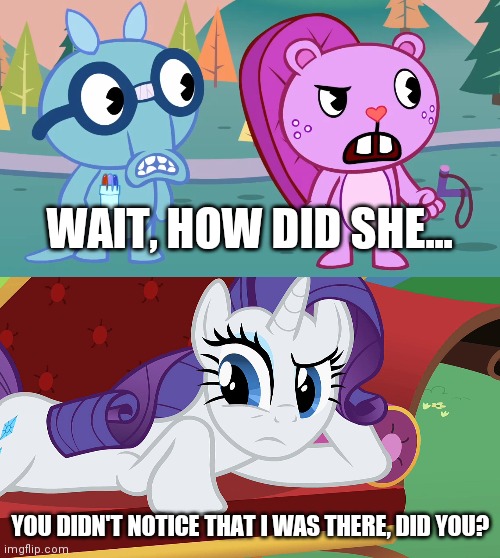 WAIT, HOW DID SHE... YOU DIDN'T NOTICE THAT I WAS THERE, DID YOU? | image tagged in what the htf,you didn't expect me to lay on the grass did you mlp | made w/ Imgflip meme maker