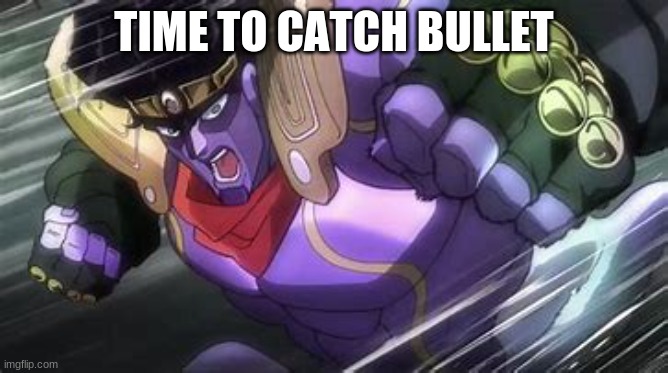 Star Platinum Punch Of Kill Everything | TIME TO CATCH BULLET | image tagged in star platinum punch of kill everything | made w/ Imgflip meme maker