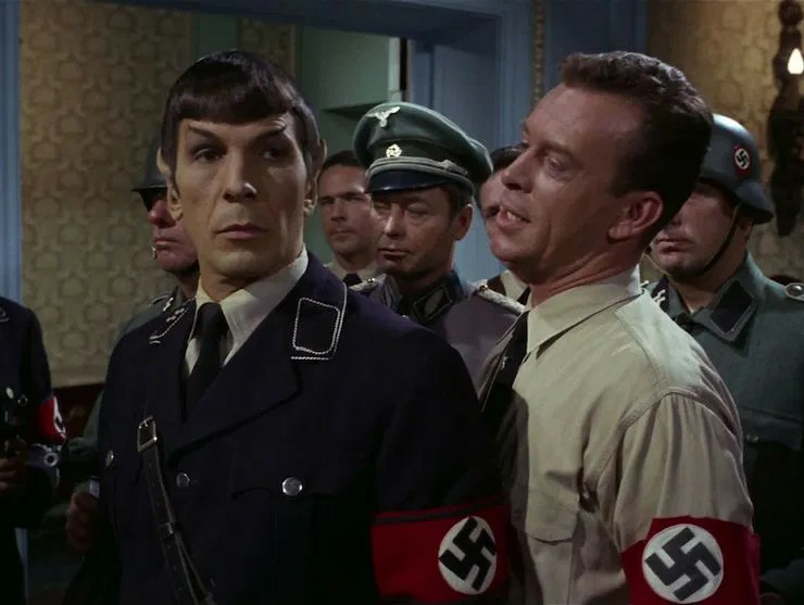 Star Trek Nazi Spock captured by officer Blank Meme Template