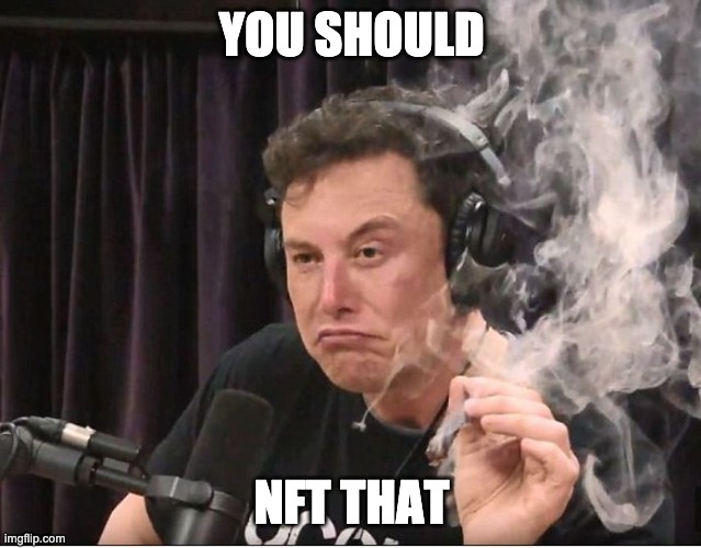 nft | YOU SHOULD; NFT THAT | image tagged in elon musk smoking a joint | made w/ Imgflip meme maker