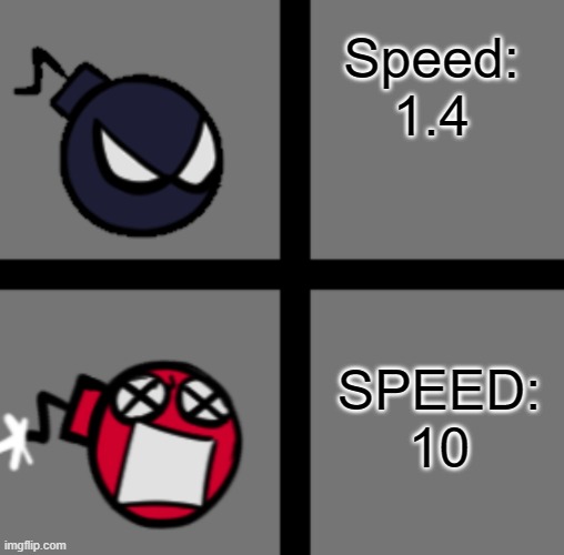 BALLISTIC | Speed: 1.4; SPEED: 10 | image tagged in mad whitty | made w/ Imgflip meme maker